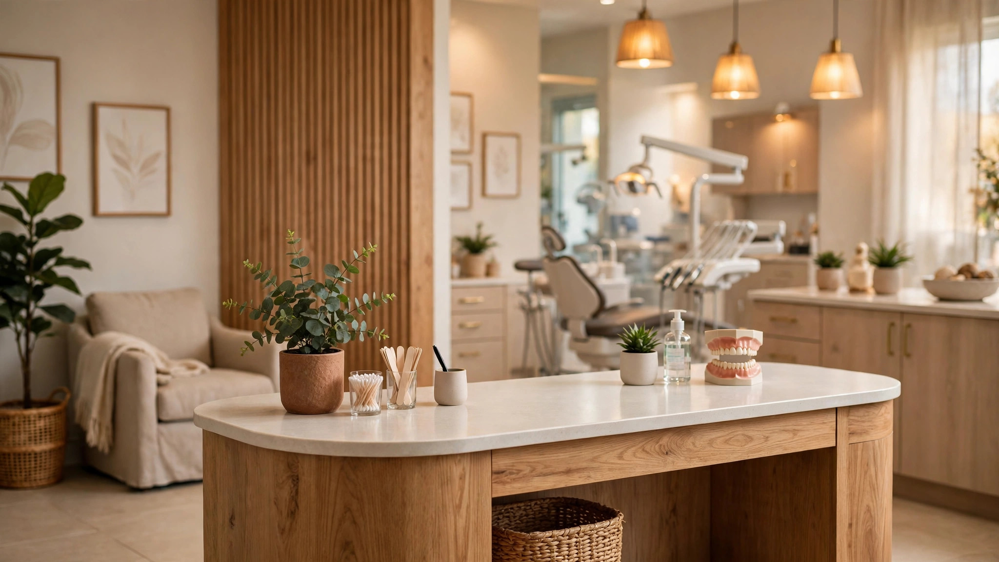 Modern dental office reception desk